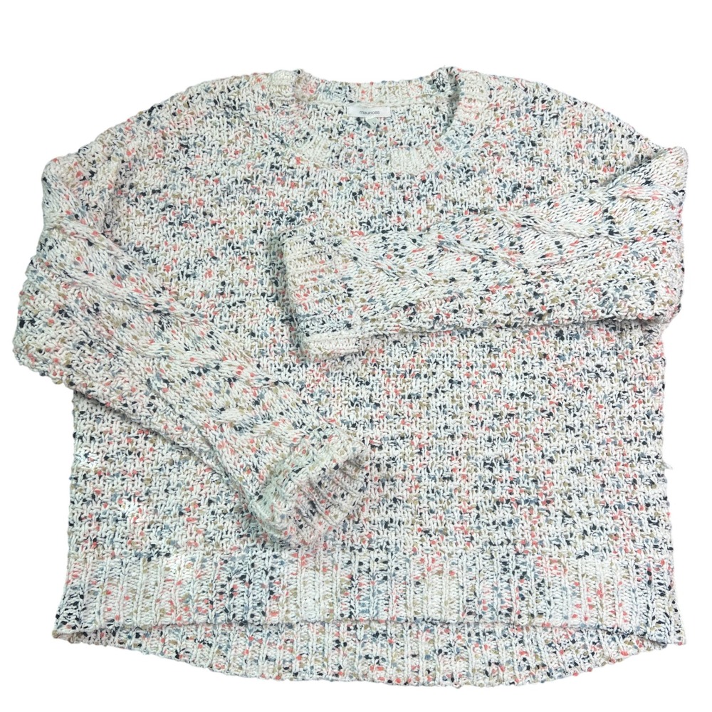 Maurices Women L Cozy Confetti Knit Sweater Crew Neck Long Sleeve Boxy Cozy